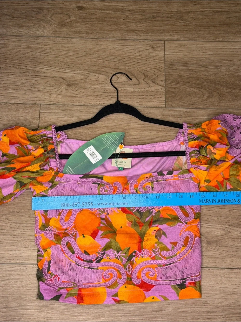 Mango Macaws Smocked Puff-Sleeve Blouse  purple lace square neck floral brocade